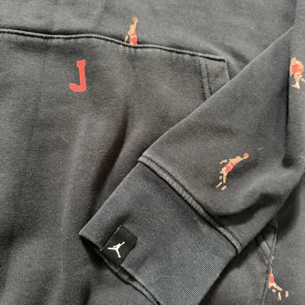 Jordan Hoodie Men Large Black All Over Print Jumpman Michael Jordan Pullover